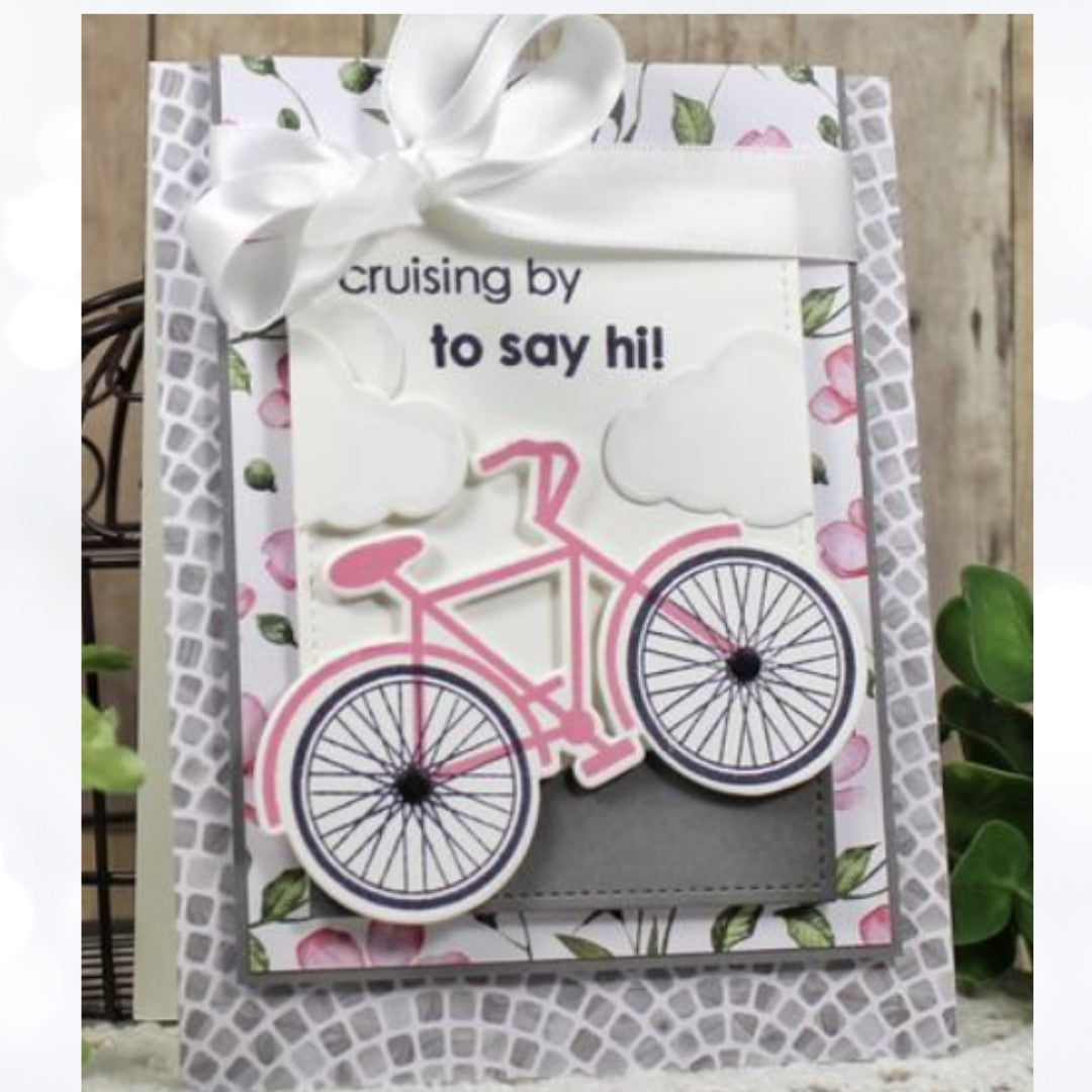 Gina K Designs SUNNY DAYS 2 Bicycle Scooter Cat Dog 6x8 Rubber Stamps Dies