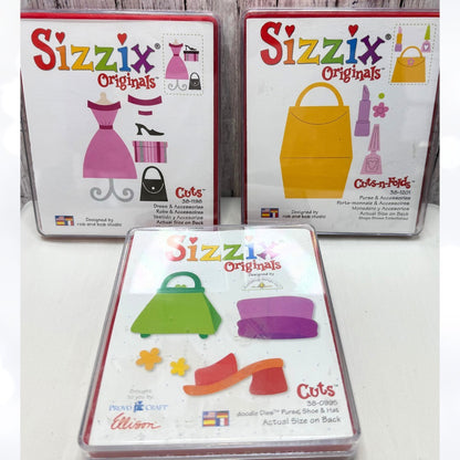 Sizzix Originals FASHION Dress Purse Makeup Accessories Dies Lot of 3