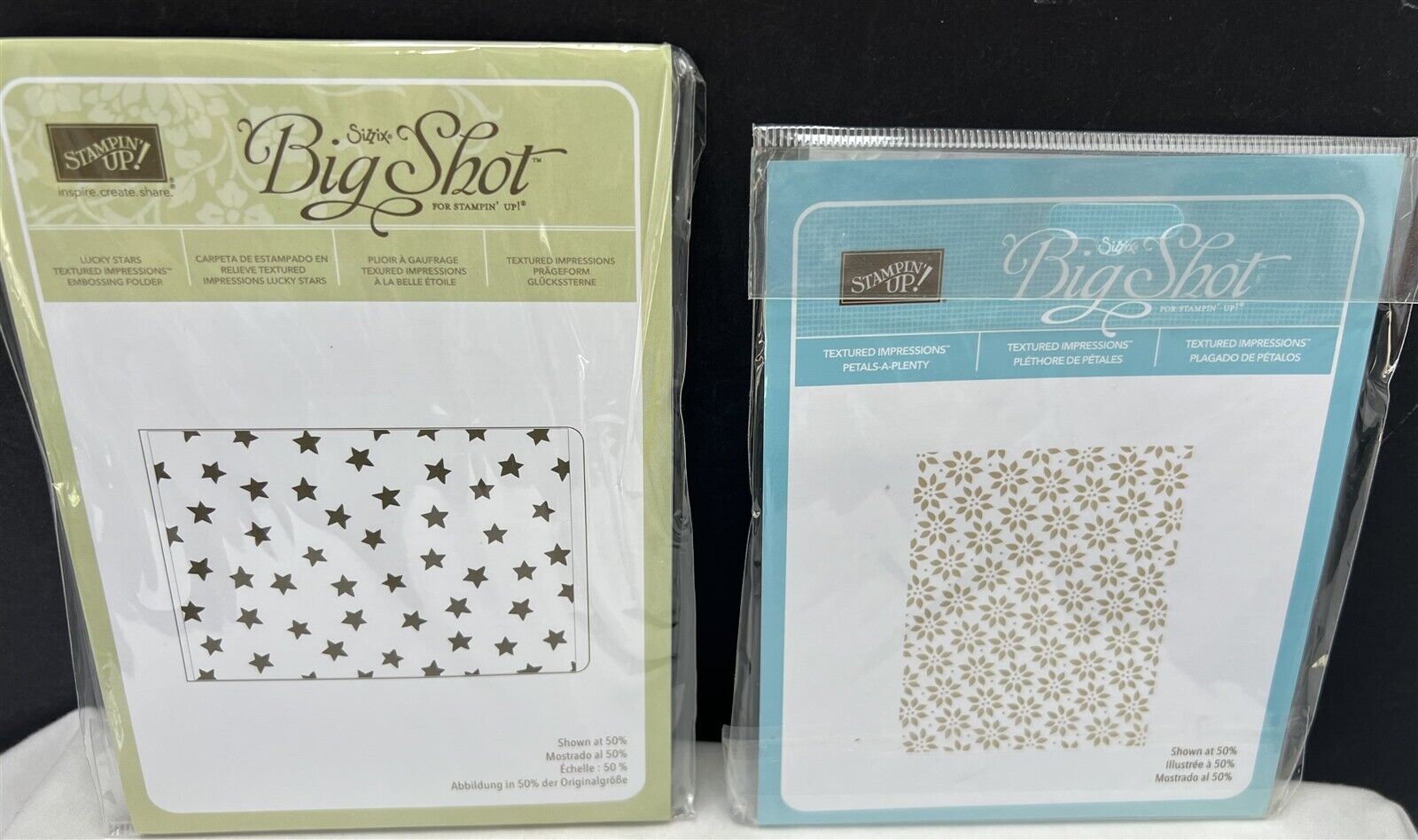 Stampin Up EMBOSSING FOLDERS Stars Petals Manhattan Flowers Polka Dots Lot of 4