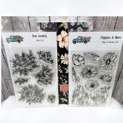 By the Well 4 God NEW GROWTH Poppies Bible Journaling Rubber Stamps Set