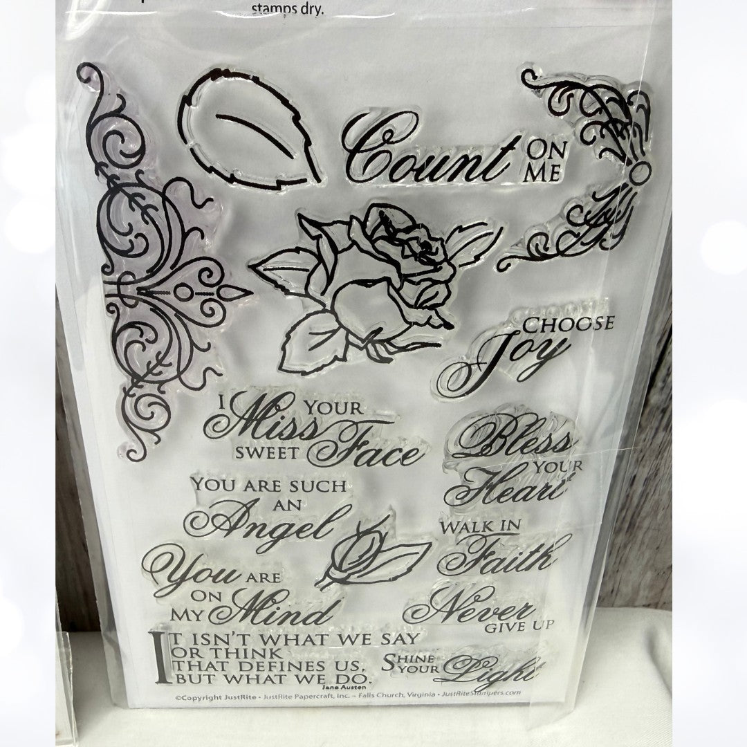 Justrite HYDRANGEA Vintage Labels What Defines Us Sentiments Rubber Stamps