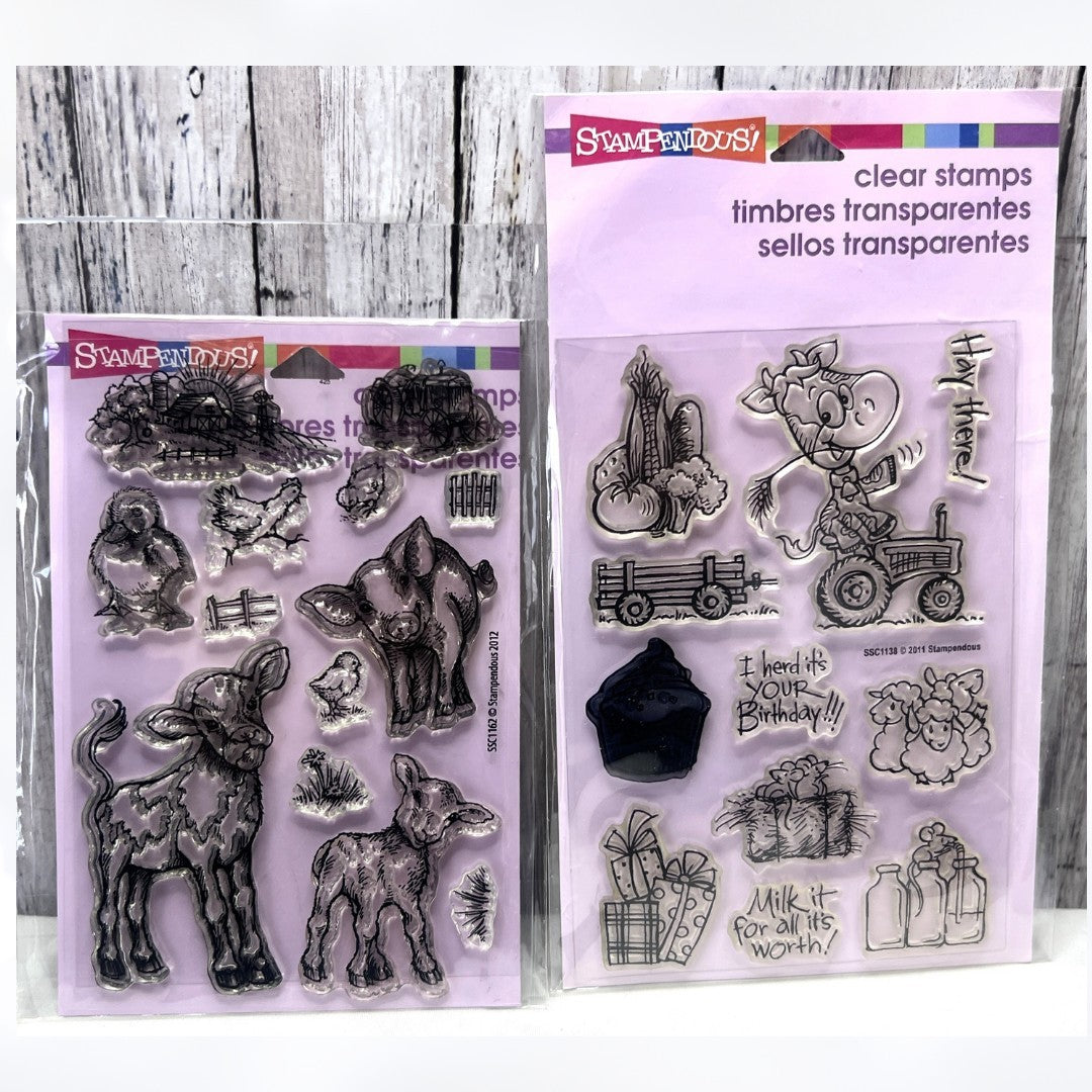Stampendous ON THE FARM Cowlick Birthday Cows Animals Rubber Stamps