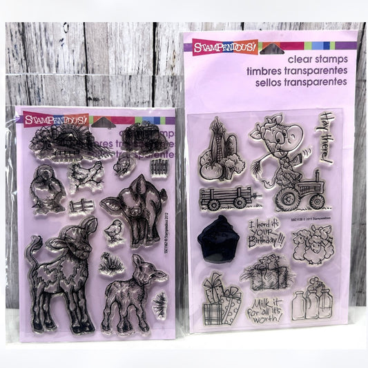Stampendous ON THE FARM Cowlick Birthday Cows Animals Rubber Stamps