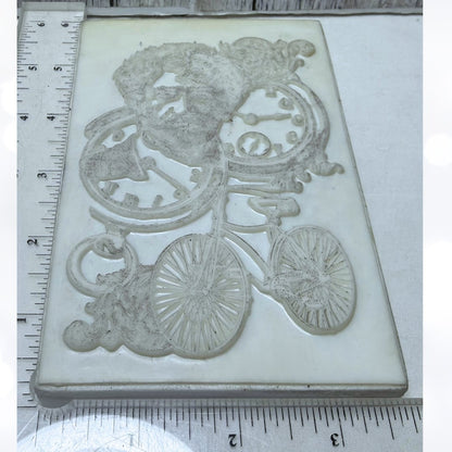LaBlanche CLOCKS Bicycle Mixed Media Collage Rubber Stamp
