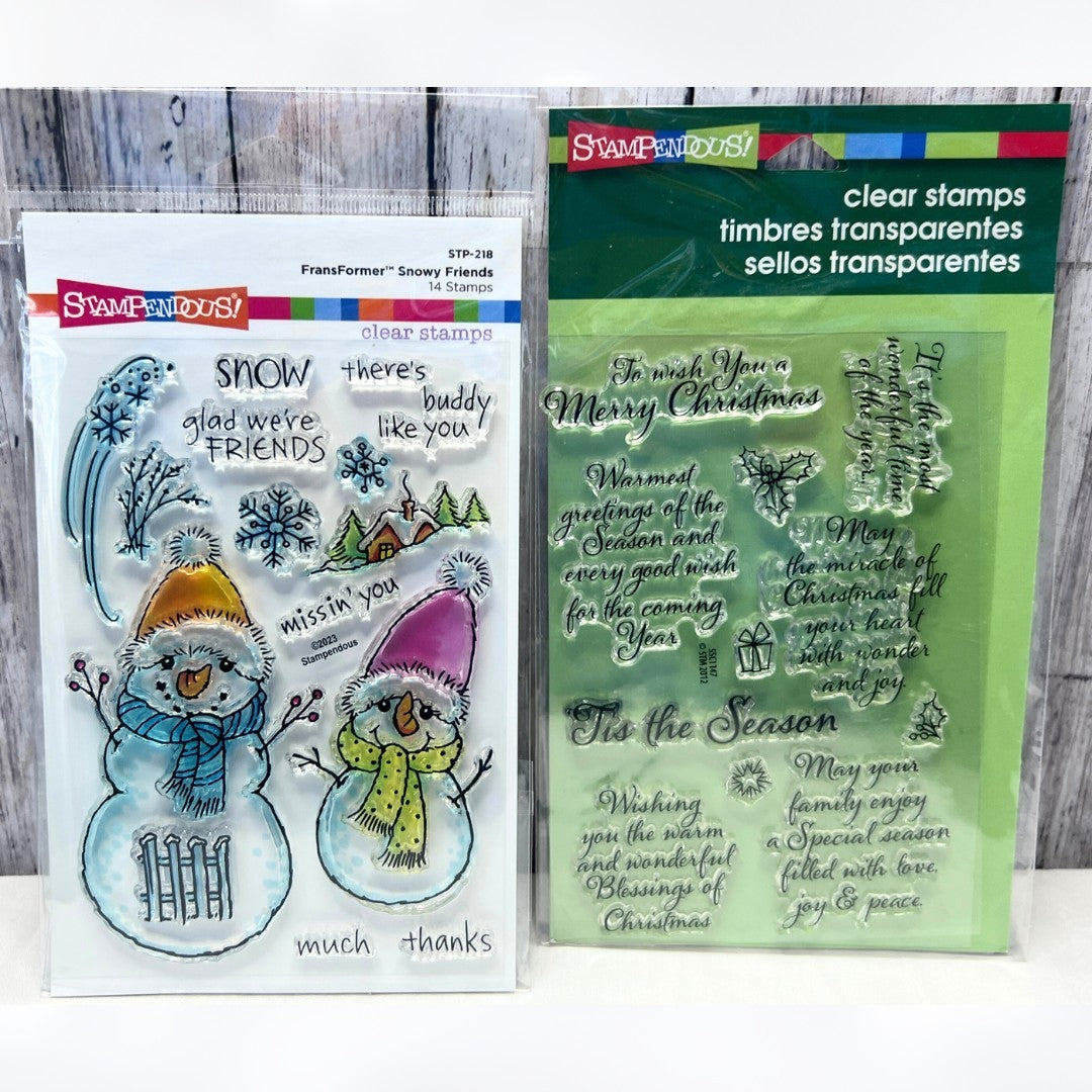 Stampendous SNOWY FRIENDS Tis the Season Christmas Snowman Rubber Stamps