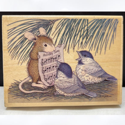 House Mouse HOLIDAY SONG Mice Birds Christmas Tree Rubber Stamp