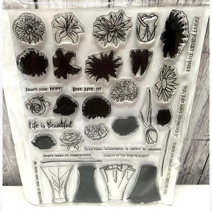 Altenew LIFE IS BEAUTIFUL Poppy Wild About You Floral Flowers Rubber Stamps Lot