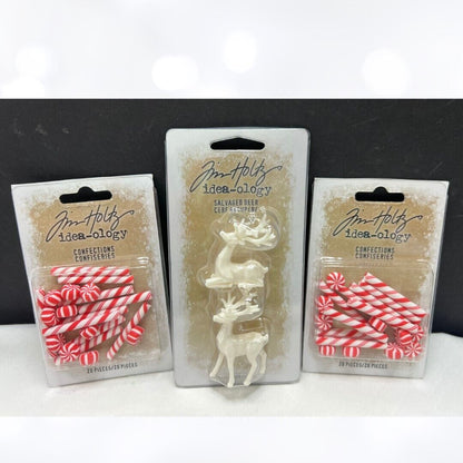 Tim Holtz Idea-ology CHRISTMAS Holiday Flair Snowglobes Embellishments Lot of 8