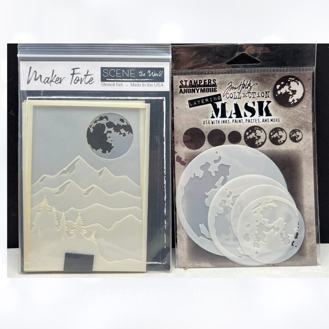 Tim Holtz Marker Forte MOON MASK Mountains Halloween Stencils