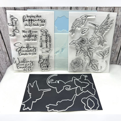 LDRS Designs TRAILING HUMMINGBIRD Wish For You Bird Rubber Stamps Dies Stencils