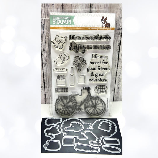 Simon Says Stamp BEAUTIFUL RIDE Cat Dog Bike Bicycle Rubber Stamps Dies