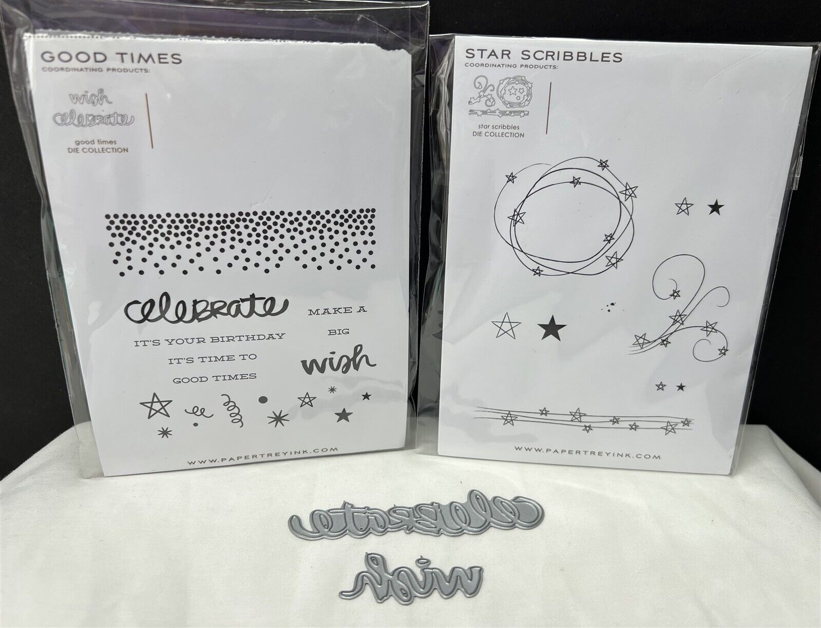 Papertrey Ink STAR SCRIBBLES Good Times Birthday Party Rubber Stamps Lot