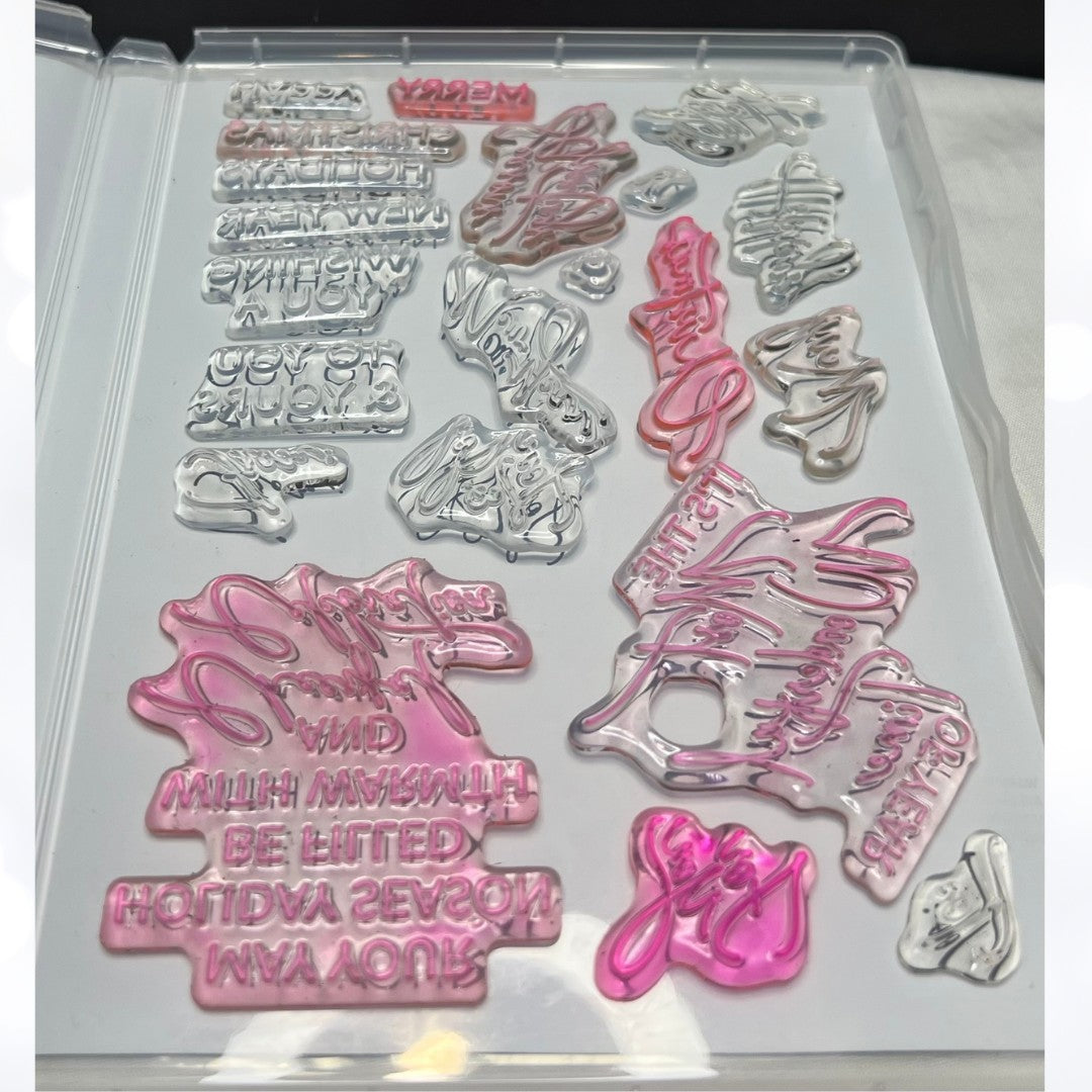 Stampin Up GREETINGS OF THE SEASON Christmas Sentiments Rubber Stamps Dies