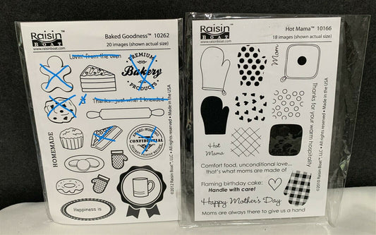 Raisin Boat HOT MAMA Baked Goodness Food Kitchen Baking Rubber Stamps Lot AS IS*