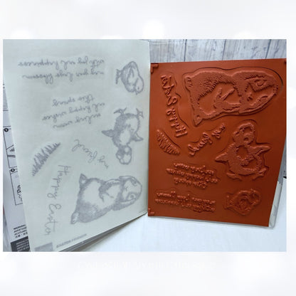 Stampin Up EASTER FRIENDS Bunny Duck Rubber Stamps