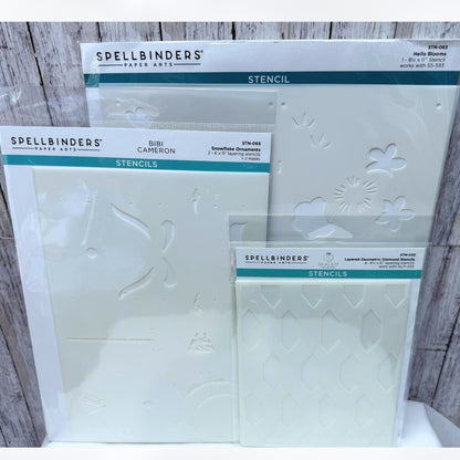 Spellbinders HELLO BLOOMS Snowflake Ornaments Diamonds Layering Stencils Lot 