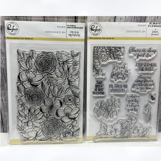 Pinkfresh Studio ALWAYS FLOWERS Floral Background Rubber Stamps