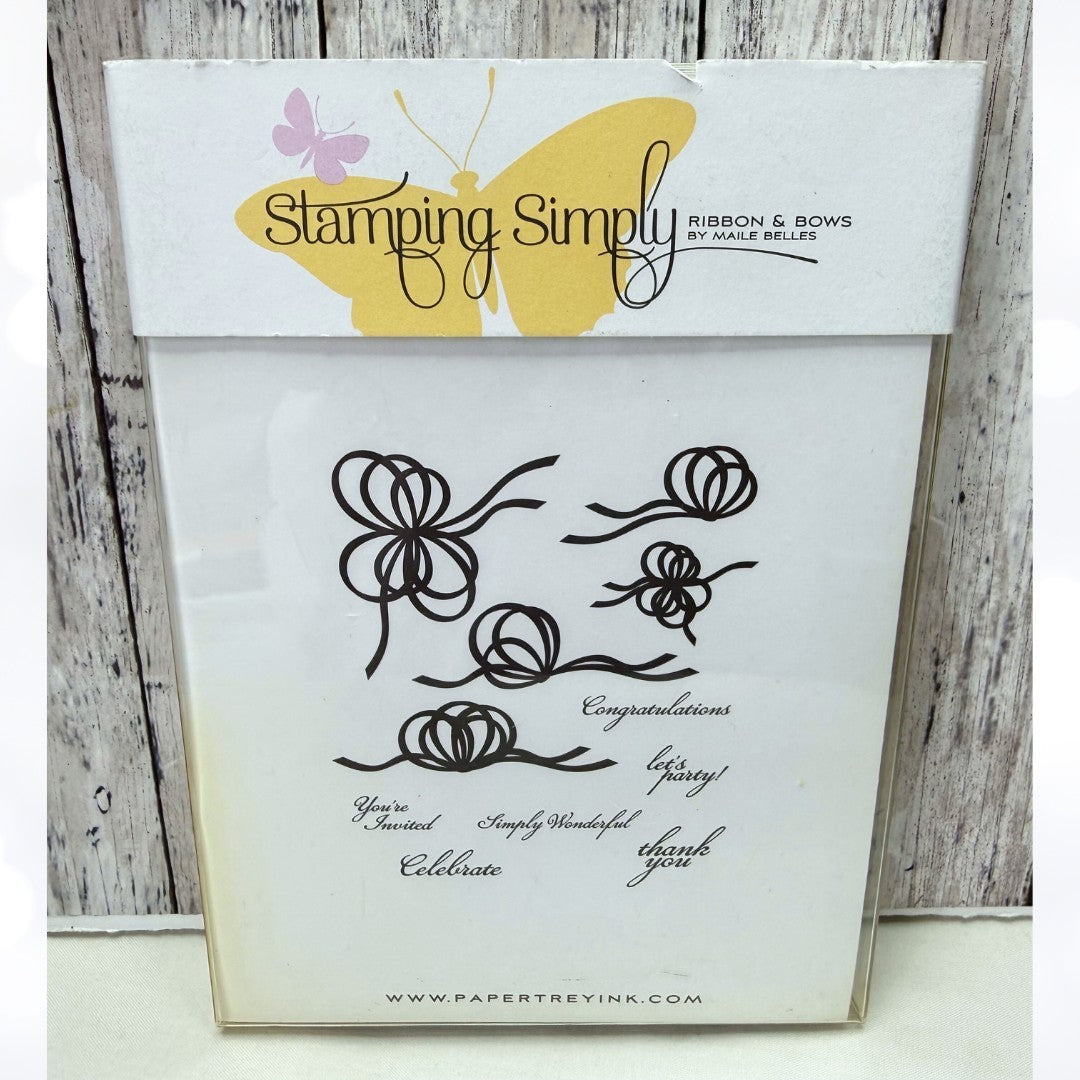 Papertrey Ink RIBBON & BOWS Birthday Wedding Christmas Rubber Stamps