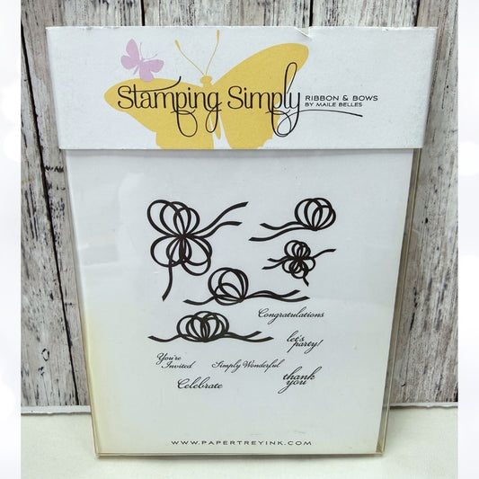 Papertrey Ink RIBBON & BOWS Birthday Wedding Christmas Rubber Stamps
