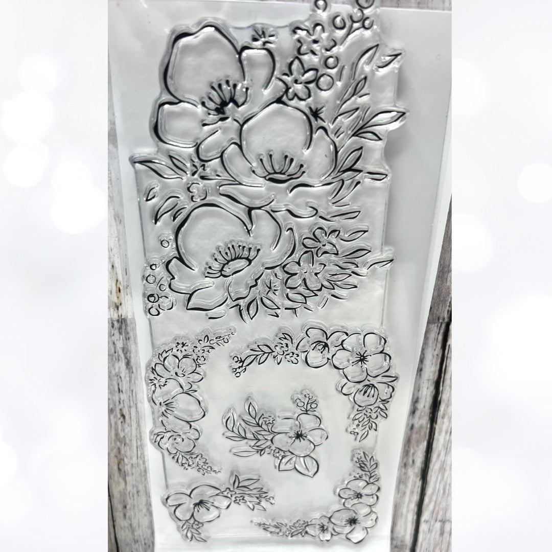 Pinkfresh Studio ANEMONE MAGIC Flowers Rubber Stamps Dies Stencils