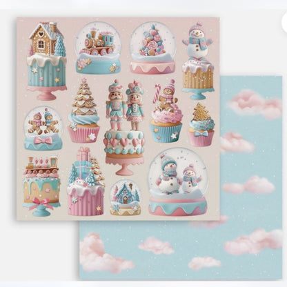 Stamperia CANDY CHRISTMAS 12x12 8x8 Cardstock Papers Packs Set of 2