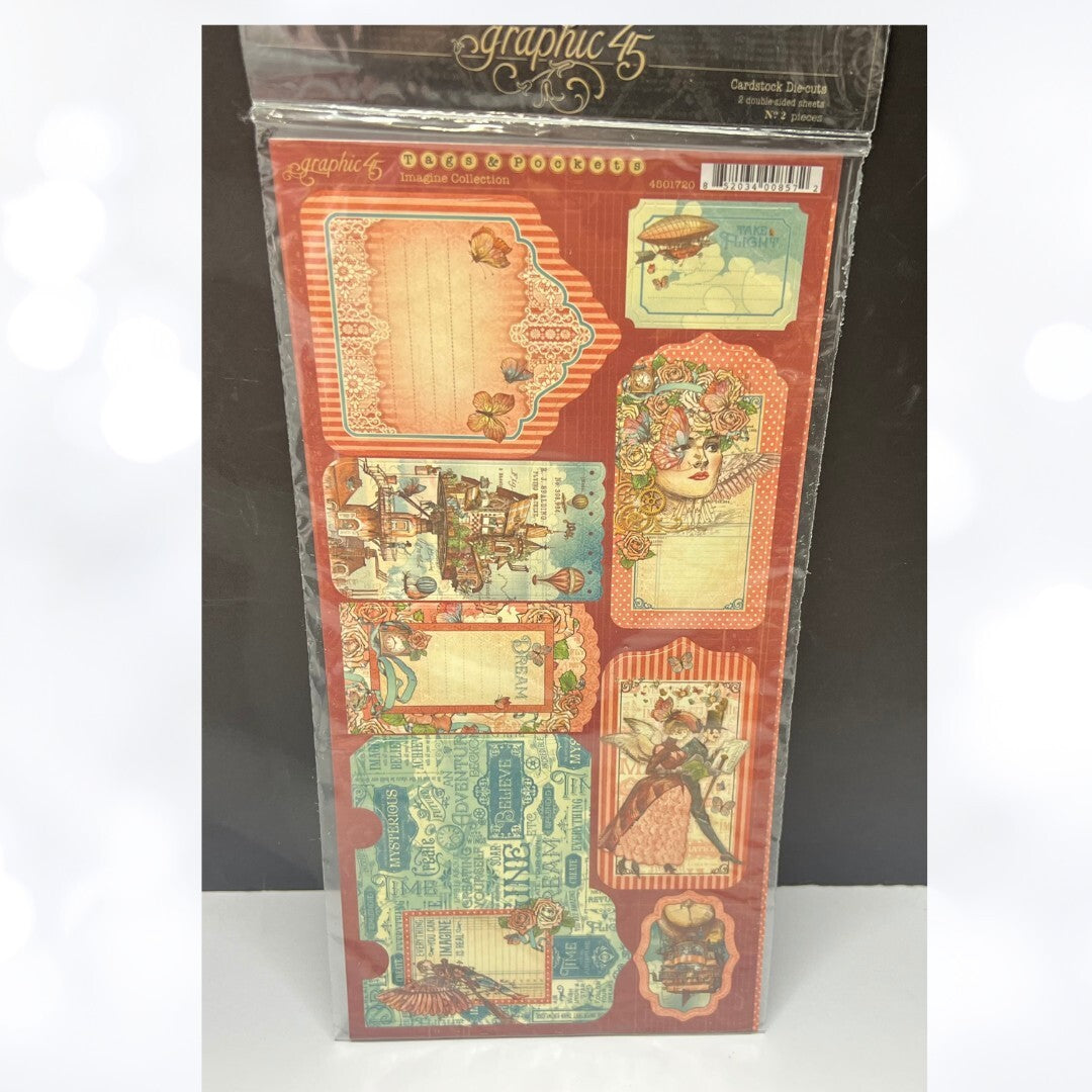 Graphic 45 IMAGINE Collection 12x12 Paper Cardstock Die Cuts Kit