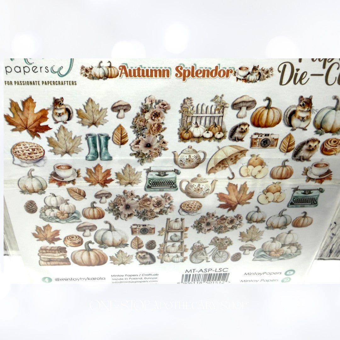 Mintay AUTUMN SPLENDOR Fall Critters 6x8 Paper Cardstock Die Cuts Stickers Kit
