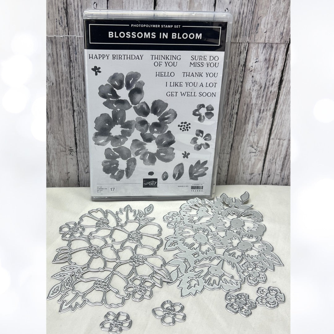 Stampin Up BLOSSOMS IN BLOOM Flowers Floral Rubber Stamps Dies