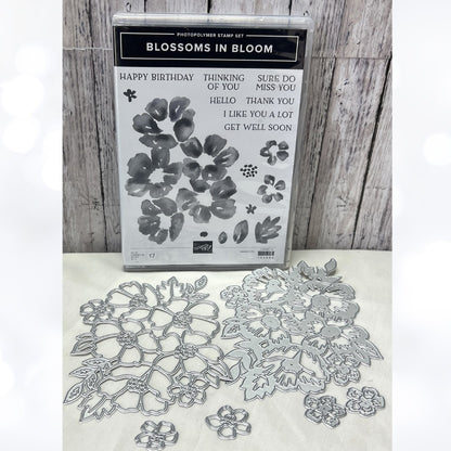 Stampin Up BLOSSOMS IN BLOOM Flowers Floral Rubber Stamps Dies