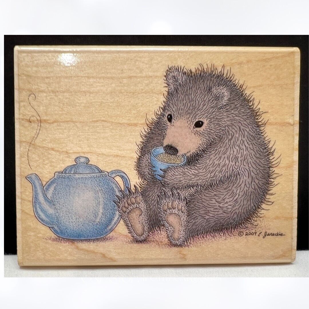 House Mouse ALL WARM & FURRY Gruffies Bears Tea Party Rubber Stamp Rare