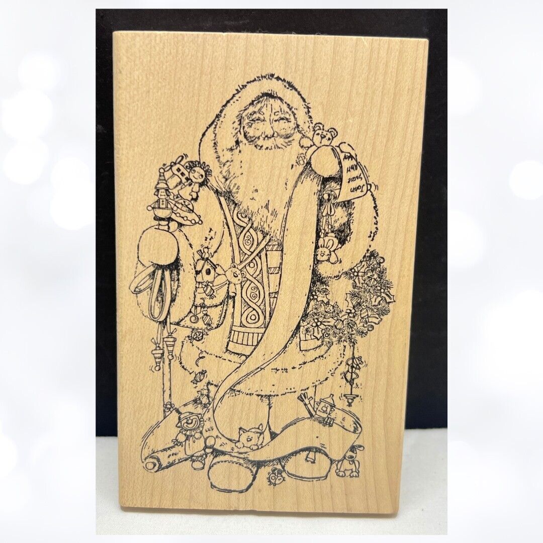 Peddler's Pack SANTA Claus Christmas Holiday Rubber Stamp