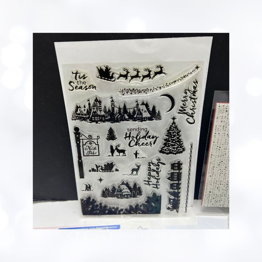 My Monthly Hero Arts Kit CHRISTMAS Snowscape October 2022 Rubber Stamps Dies