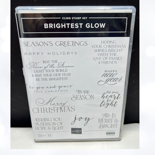Stampin Up BRIGHTEST GLOW Christmas Greetings Rubber Stamps AS IS**
