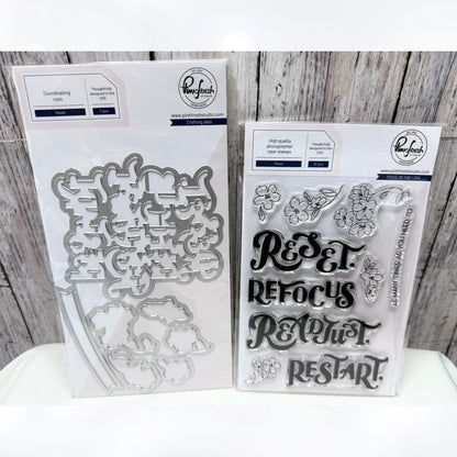 Pinkfresh Studio RESET Sentiments Rubber Stamps Dies