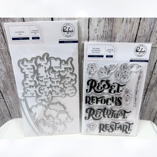 Pinkfresh Studio RESET Sentiments Rubber Stamps Dies