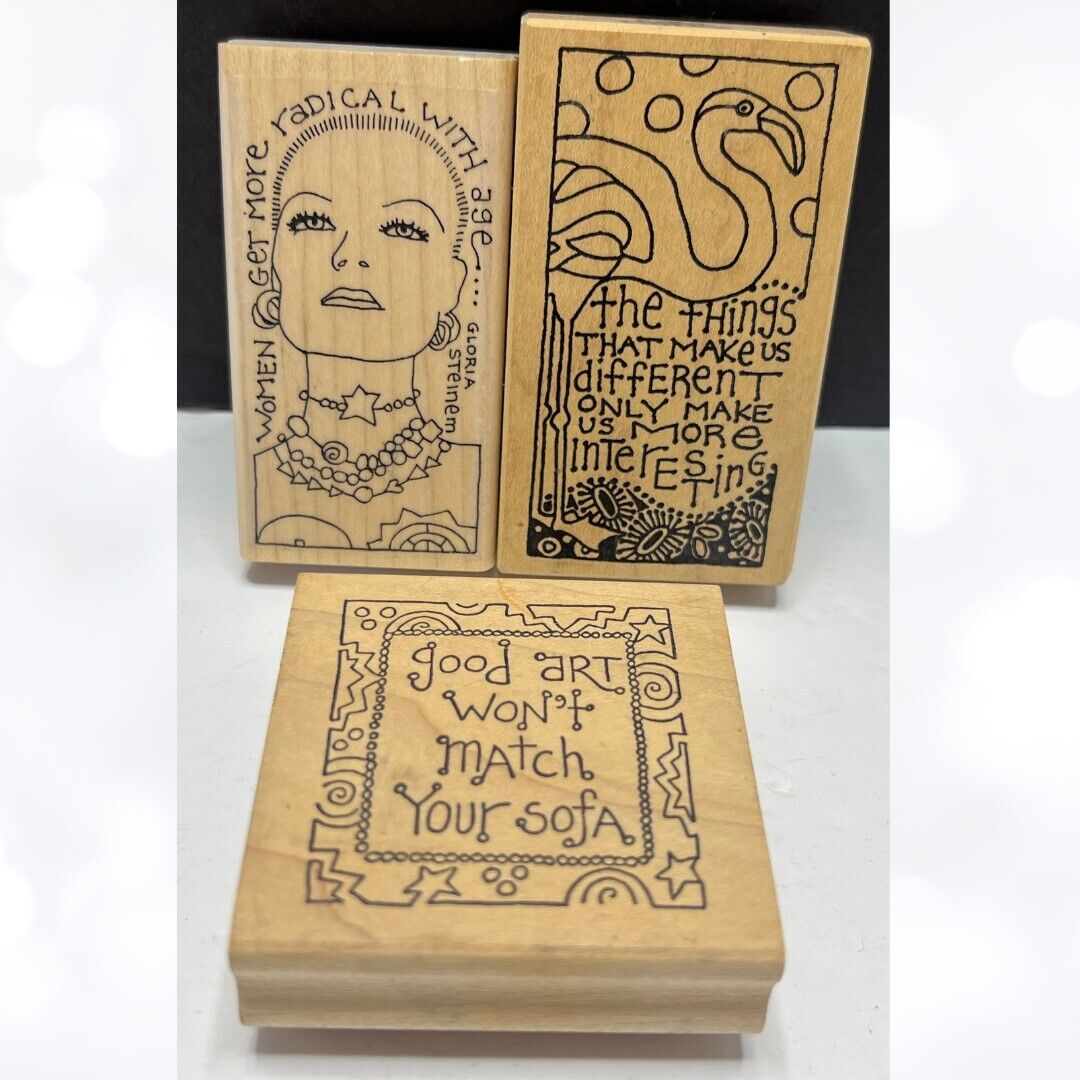 Paula Best RADICAL WOMEN Flamingo Sofa Mixed Media Rubber Stamps Lot of 3