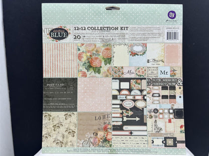 Prima SOMETHING BLUE Wedding 12x12 Cardstock Paper Journal Kit 