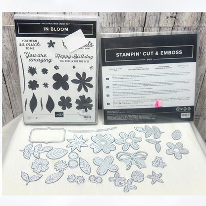Stampin Up IN BLOOM Pierced Blooms Flowers Rubber Stamps Dies