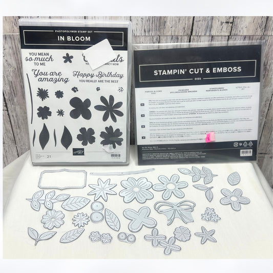 Stampin Up IN BLOOM Pierced Blooms Flowers Rubber Stamps Dies