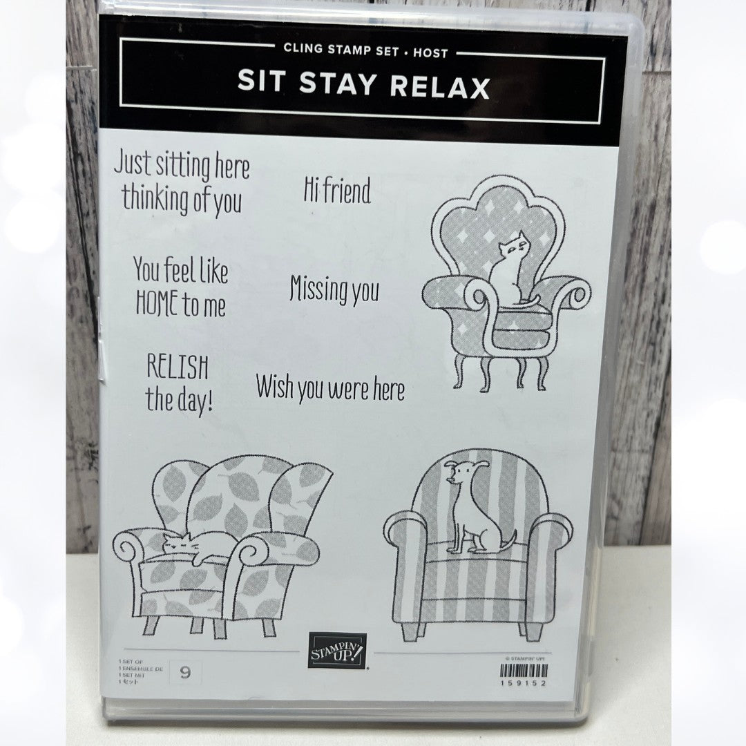 Stampin Up SIT STAY RELAX Chairs Cats Dogs Rubber Stamps