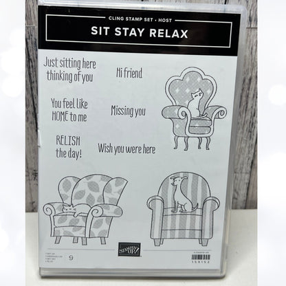 Stampin Up SIT STAY RELAX Chairs Cats Dogs Rubber Stamps