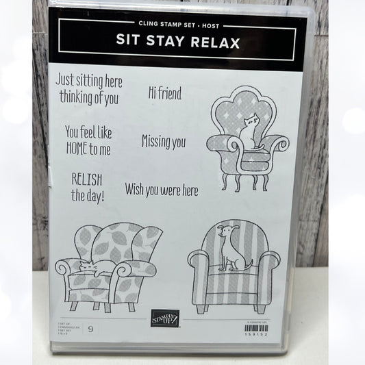 Stampin Up SIT STAY RELAX Chairs Cats Dogs Rubber Stamps