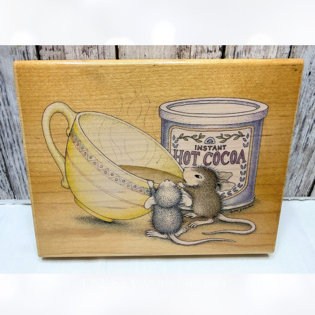 House Mouse HOT COCOA Mice Chocolate Rubber Stamp Large