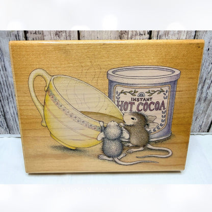 House Mouse HOT COCOA Mice Chocolate Rubber Stamp Large