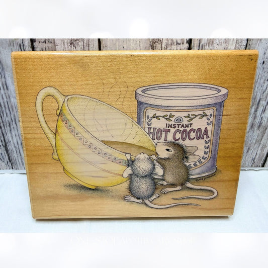 House Mouse HOT COCOA Mice Chocolate Rubber Stamp Large