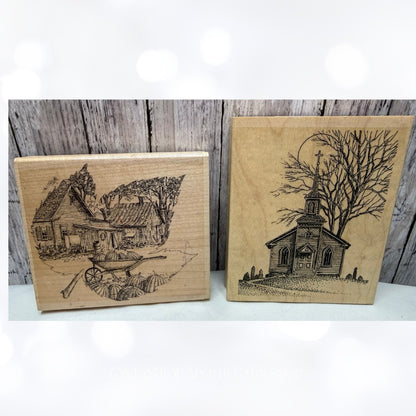 Impression Obsession LIGHTHOUSE Church House Rubber Stamps