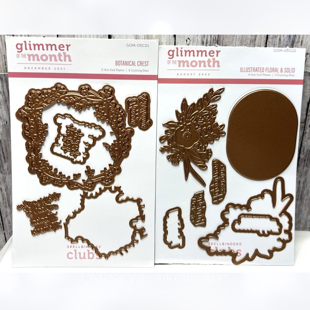 Spellbinders Glimmer BOTANICAL CREST Illustrated Floral Hot Foil Plates