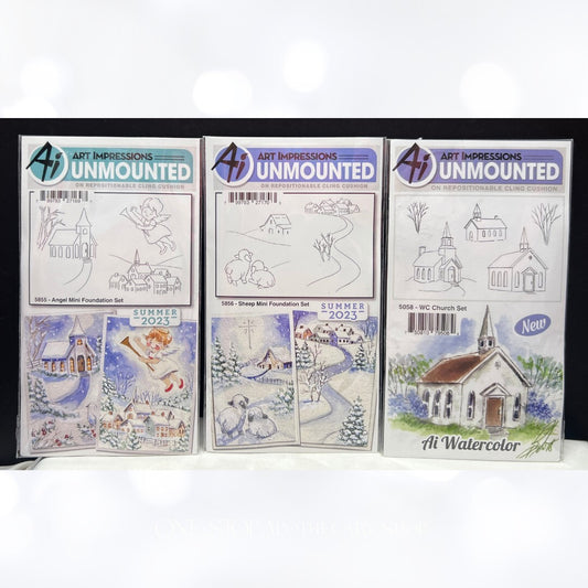 Art Impressions ANGELS Church Sheep Christmas Rubber Stamps Lot