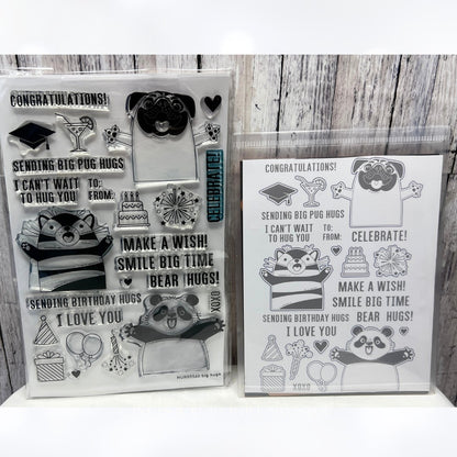 Simon Hurley BIG HUGS Dogs Cats 6x8 Rubber Stamps Dies
