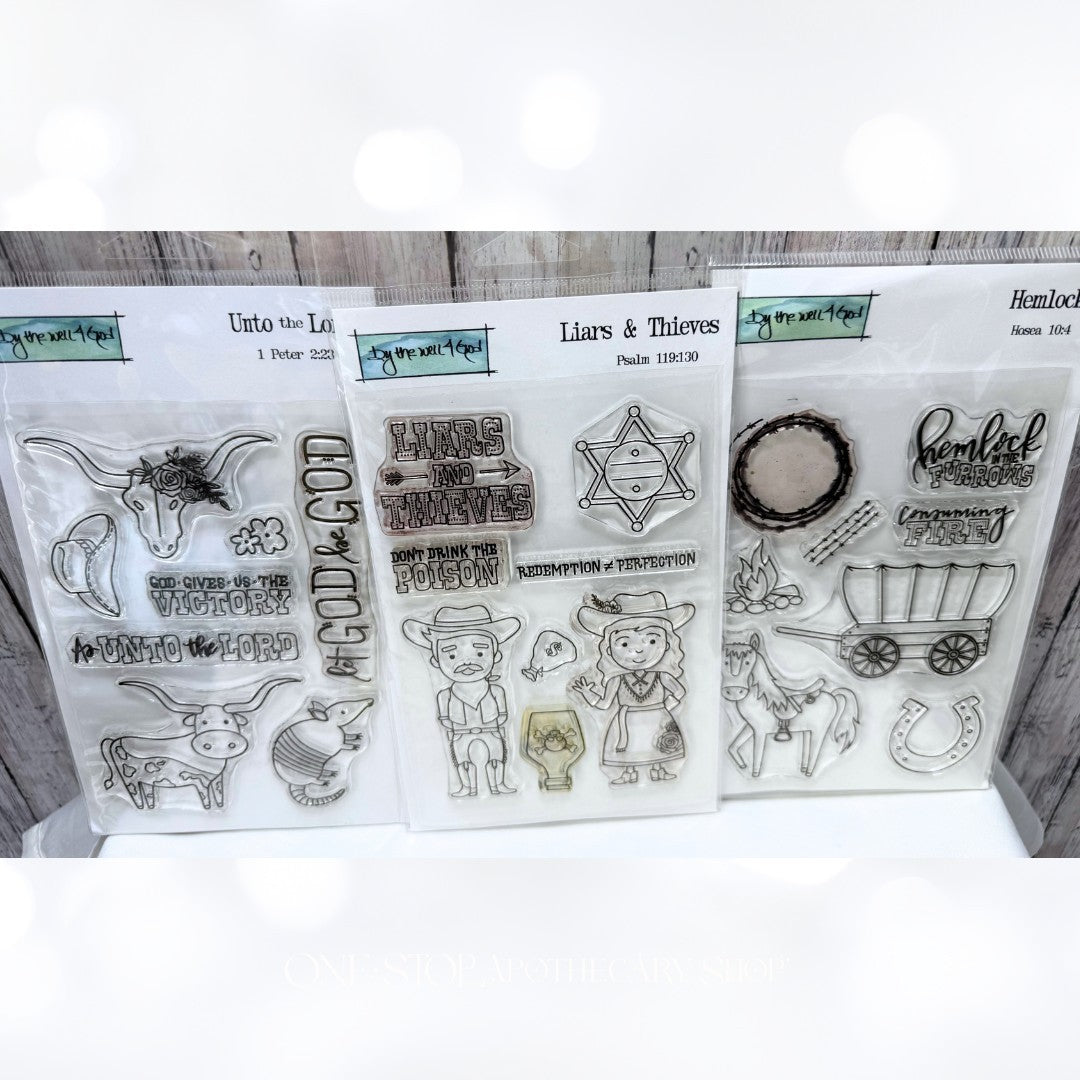 By the Well 4 COWBOYS Western Unto the Lord Bible Journaling Rubber Stamps Lot